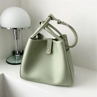 korean style simple bucket tote shoulder bags for women summer 2022 trend fashion brand designer solid color ladies handbags