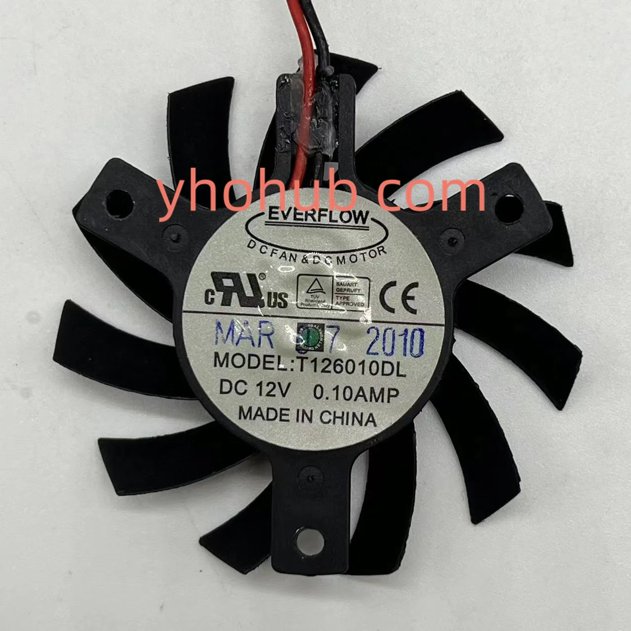 Everflow T126010DL DC 12 В 0,10 а 55 мм в диаметре. 2-проводной Вентилятор охлаждения сервера 40 мм c.t.c