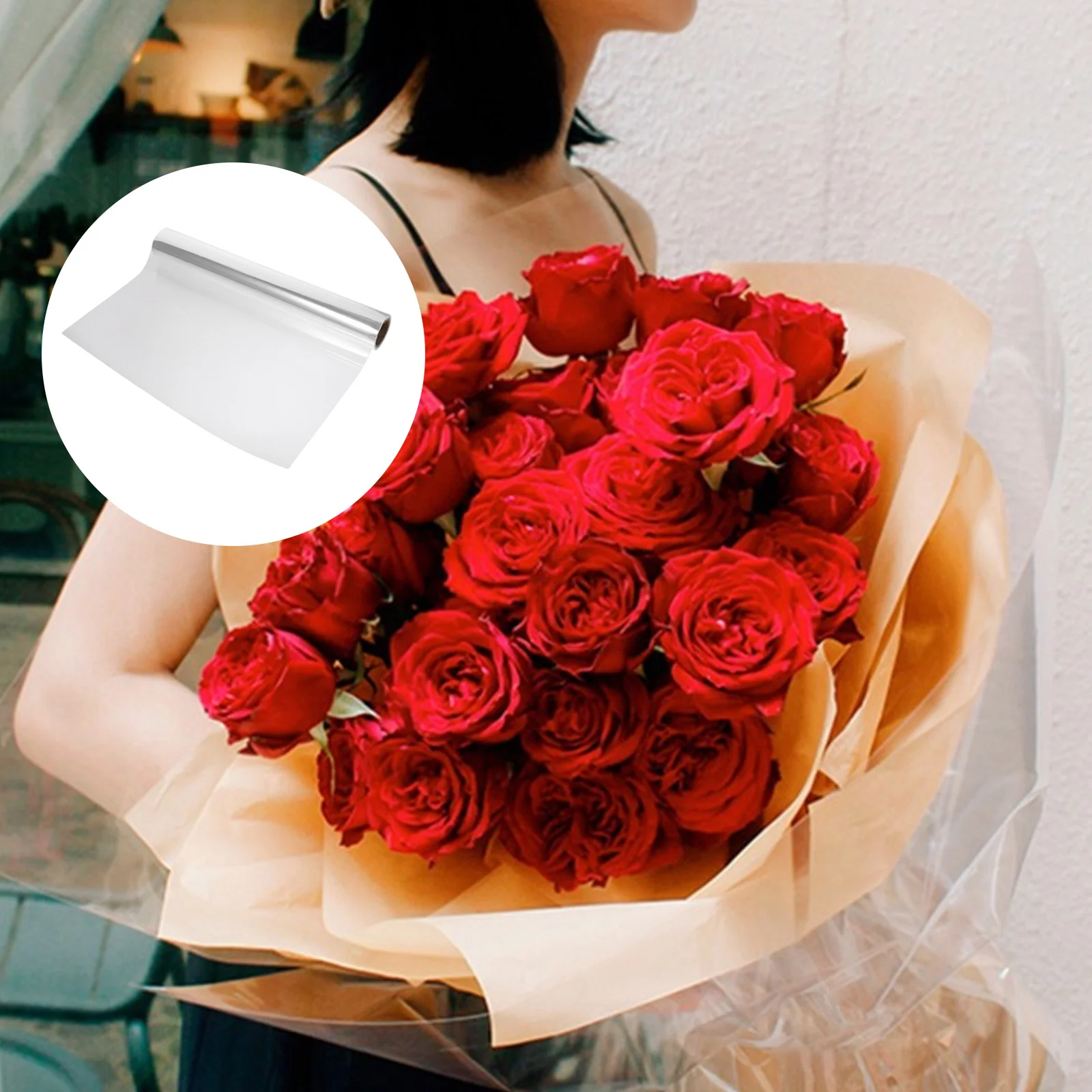 

Flower Wrapping Paper Folded An Fittings Rose Film DIY Bouquet Wrapper Gift Cellophane