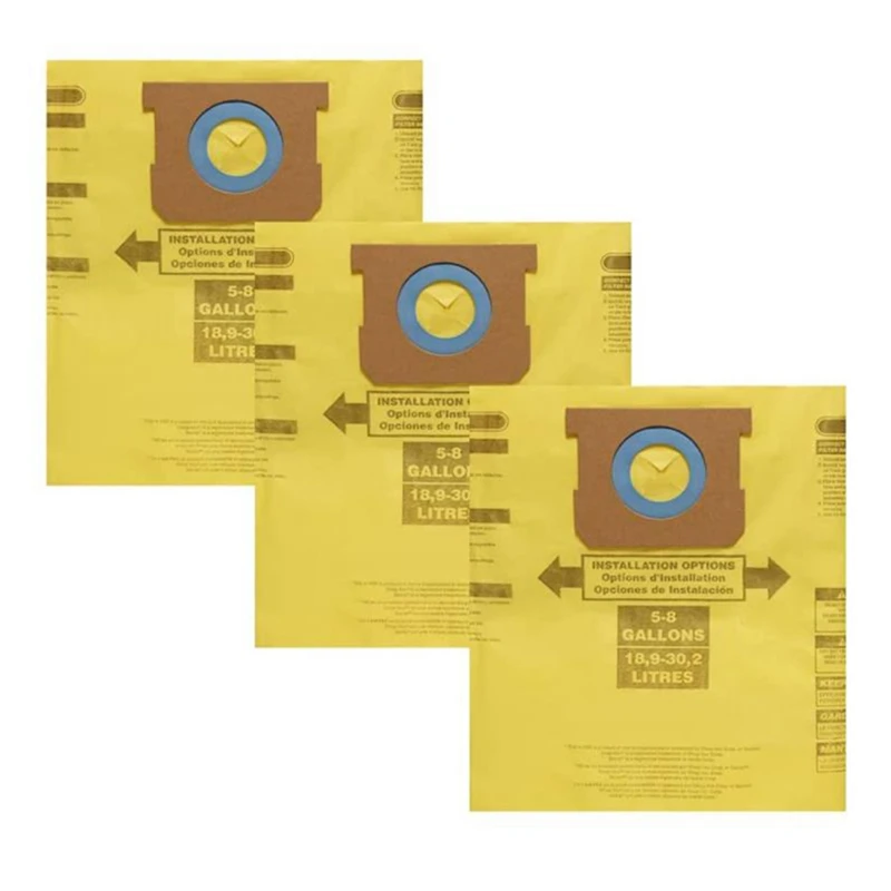

3 Pack Type H 9067100 Vacuum Filter Bags Replacement For Shop Vac 5-8 Gallon Vacuums,Replace Part 90671 9067100