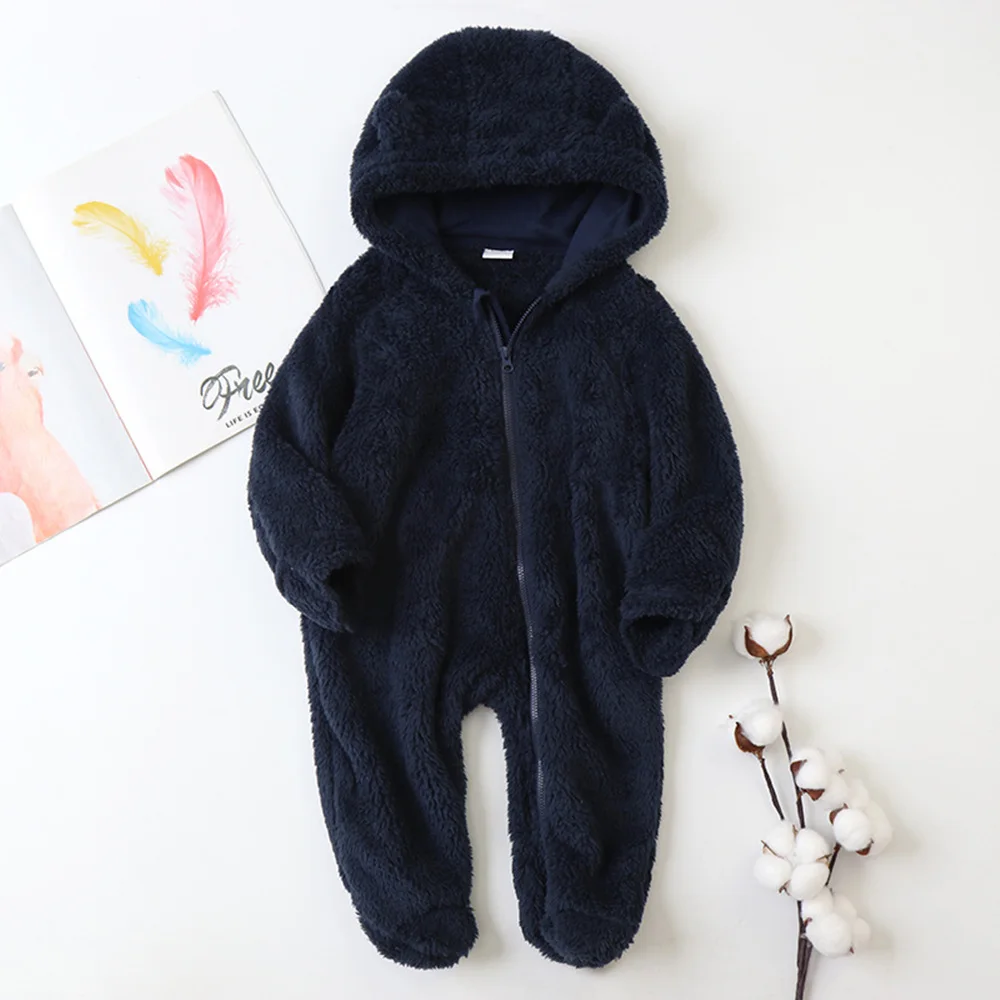 New born Baby Romper Winter Costume Boys Clothes Fleece Warm Baby Girls Clothing Overall Jumpsuit hooded infant jacket mantle images - 6
