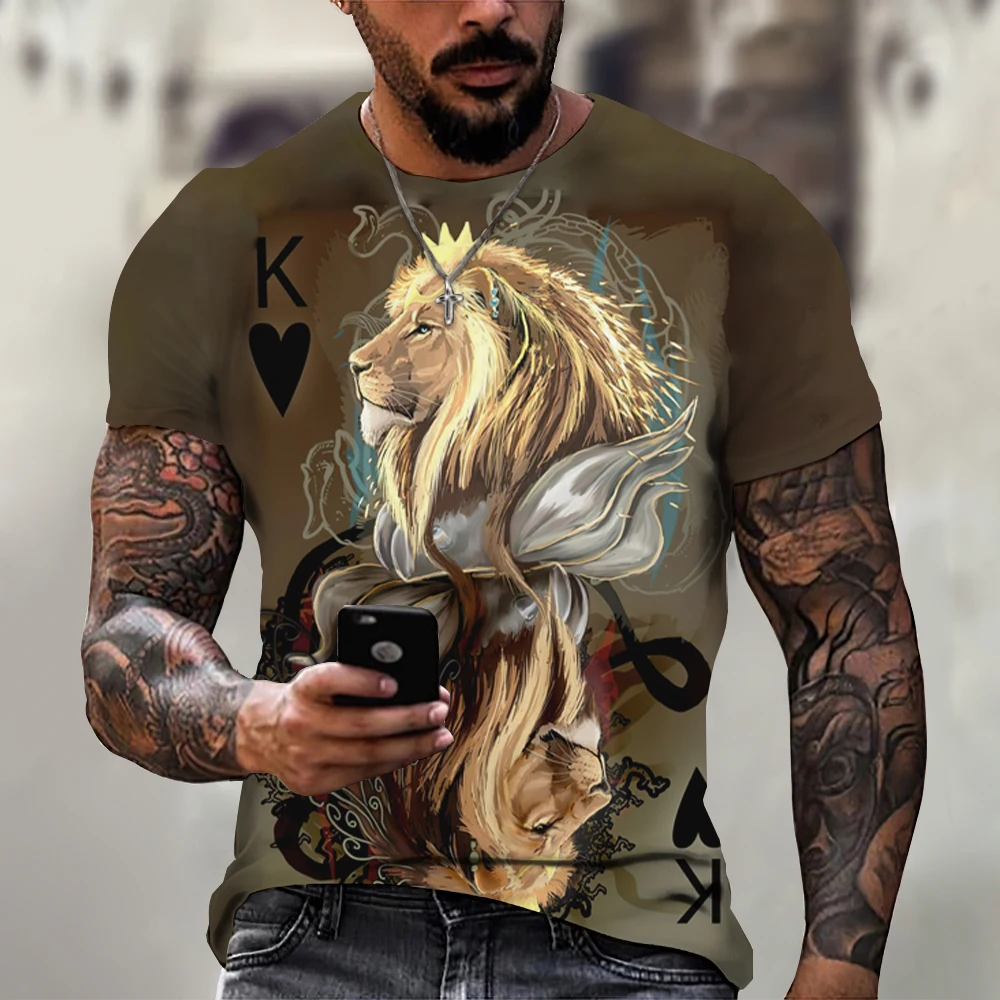 

2023 Tops Summer Men's T-shirt Playing Poker Clothes 3d Printed Shirt Short-sleeved Top Oversized T Shirt Men