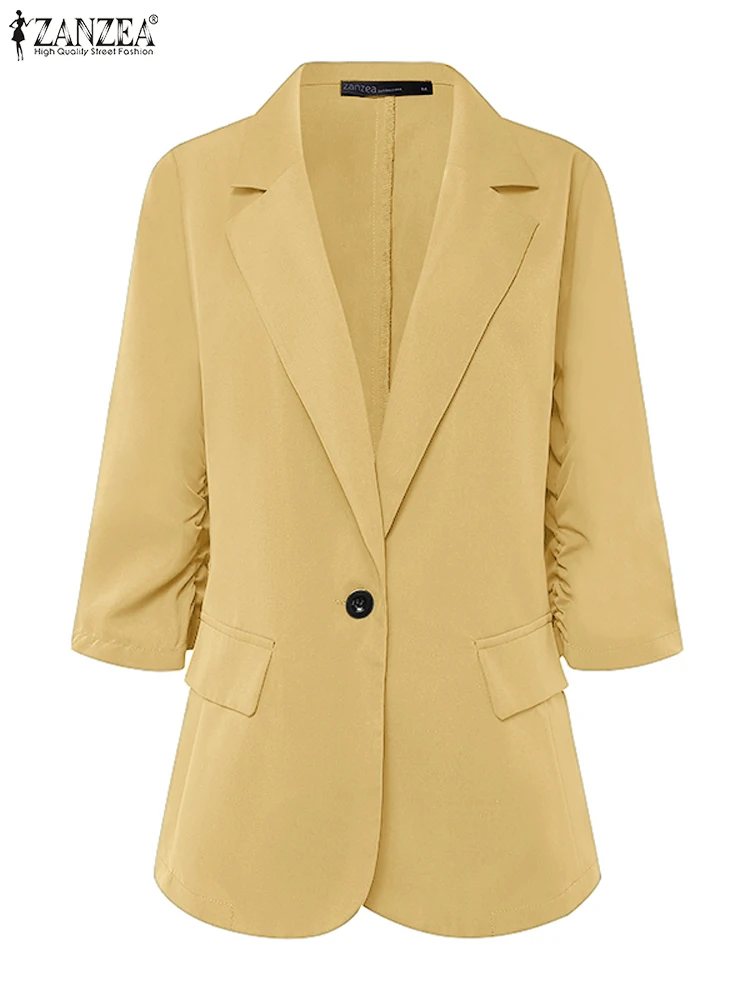 Элегантный офисный Женский блейзер ZANZEA повседневные Костюмы с длинным рукавом