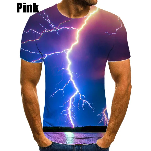 

New Summer Hot Sale 3D Lightning Men's/women's Fashion 3D Printing T-shirt Short-sleeved Tshirt Casual Round Neck Top Men's Clot