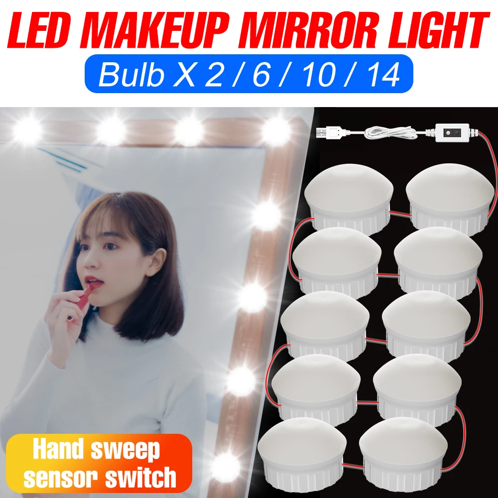 

LED Bathroom Vanity Mirror Lamp USB Dressing Table Light Dimmable LED Night Lights For Bedroom Makeup Tables Mirrors Decoration