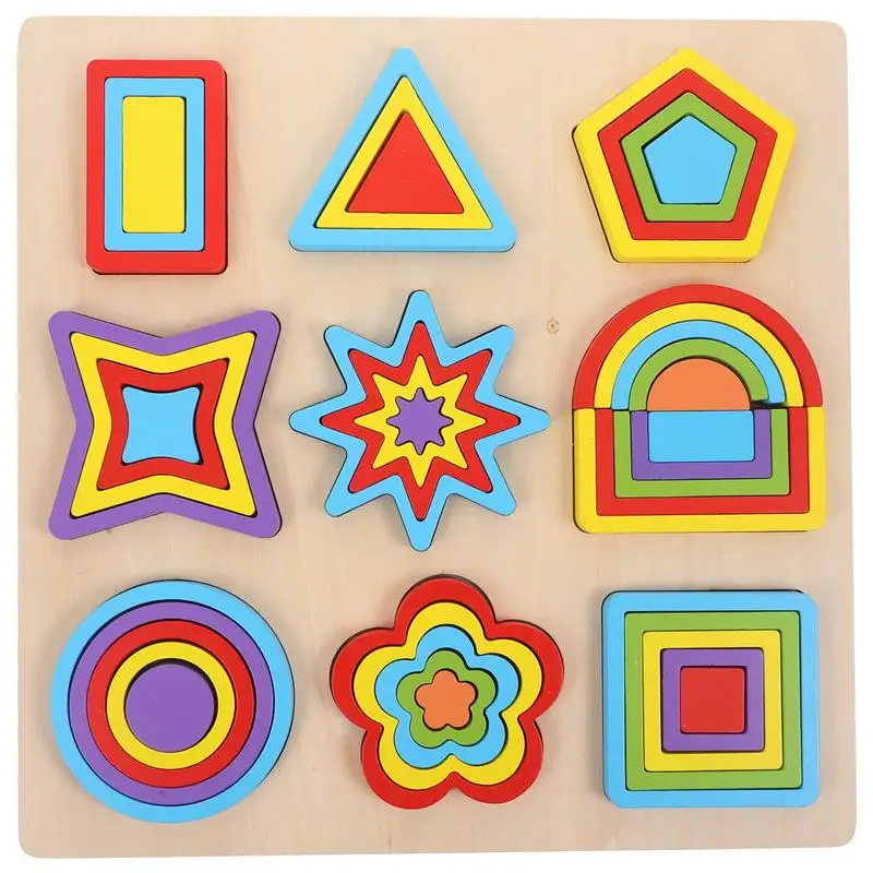 

1 Set Geometry Shape Cognitive Toys Wood Building Blocks Kids Educational Toy