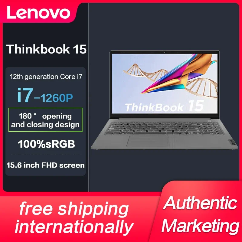 

Новый тонкий ноутбук Lenovo ThinkBook 15, Intel Core I7-1260P 16 ГБ 512 ГБ SSD 15,6 дюйма