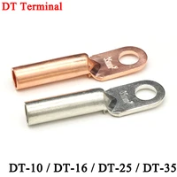 dt 10 dt 16 dt 25 dt 35 wire terminal copper crimp splice silver tin plated block bare bolt hole nose tube lug cable connector