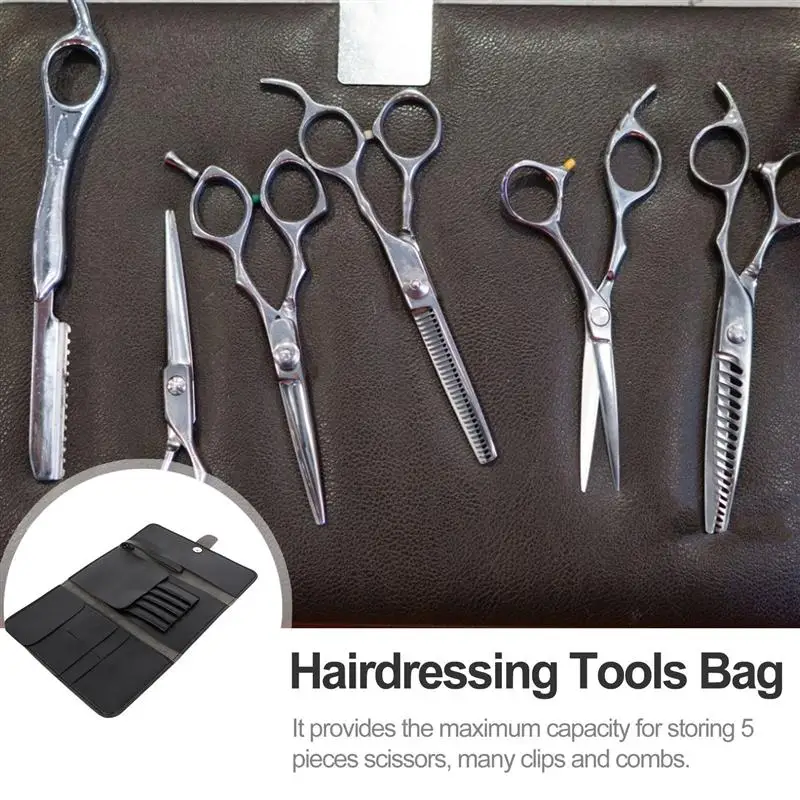 Кожаная сумка для ножниц и волос парикмахерский чехол инструментов регулируемый