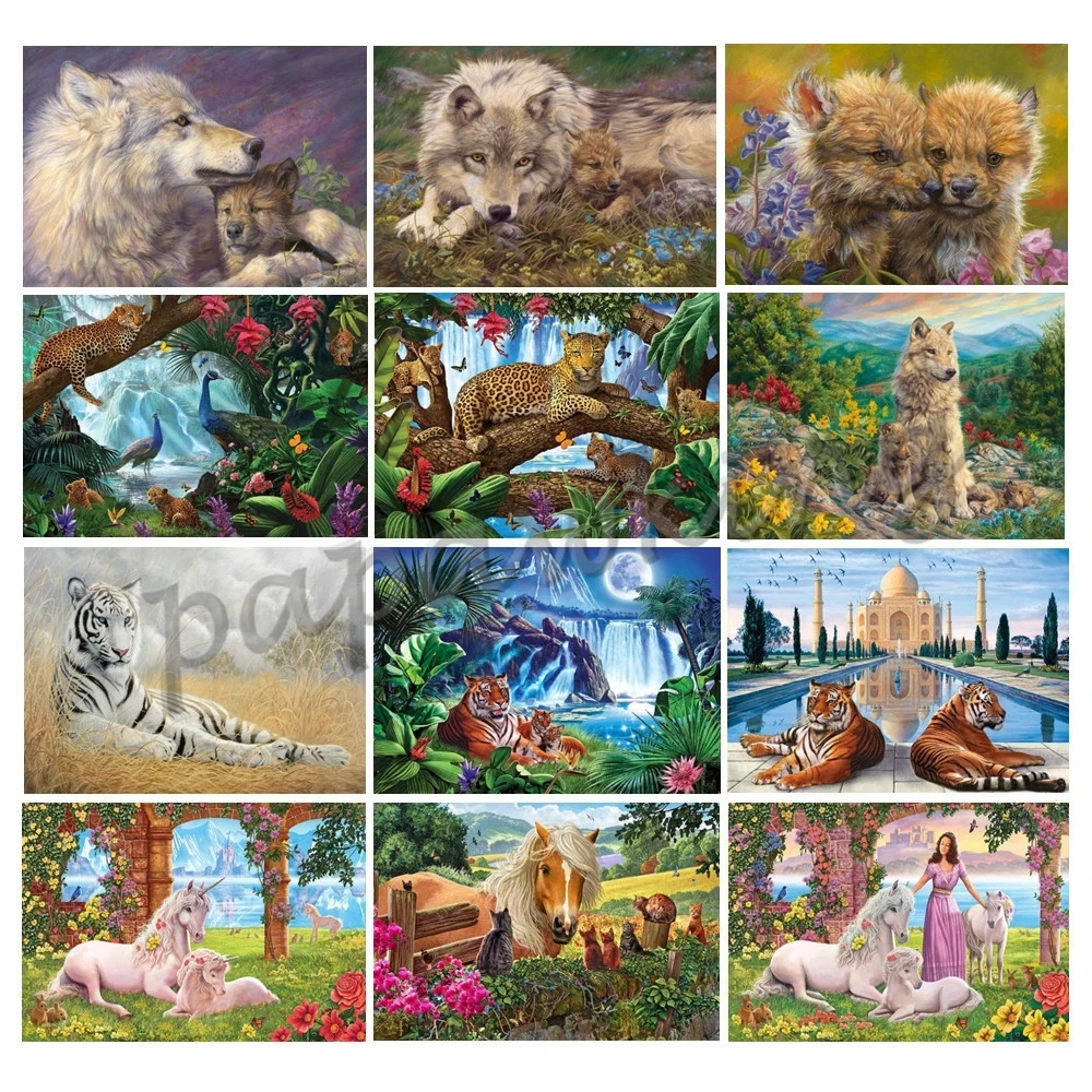 

5D Diamond Painting Animals Kit Tiger Cheetah Garden Landscape Full Square Diamond Embroidery Diy Mosaic Rhinestones Home Decor