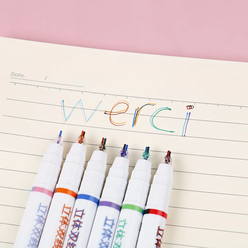 Набор ручек 2 линии лайнер для рисования с двойными линиями красных и синих