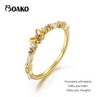 boako 925 sterling silver color flash zircon ring for women flower butterfly delicate rings wedding jewelry gifts anillos %d0%ba%d0%be%d0%bb%d1%8c%d1%86%d0%b0
