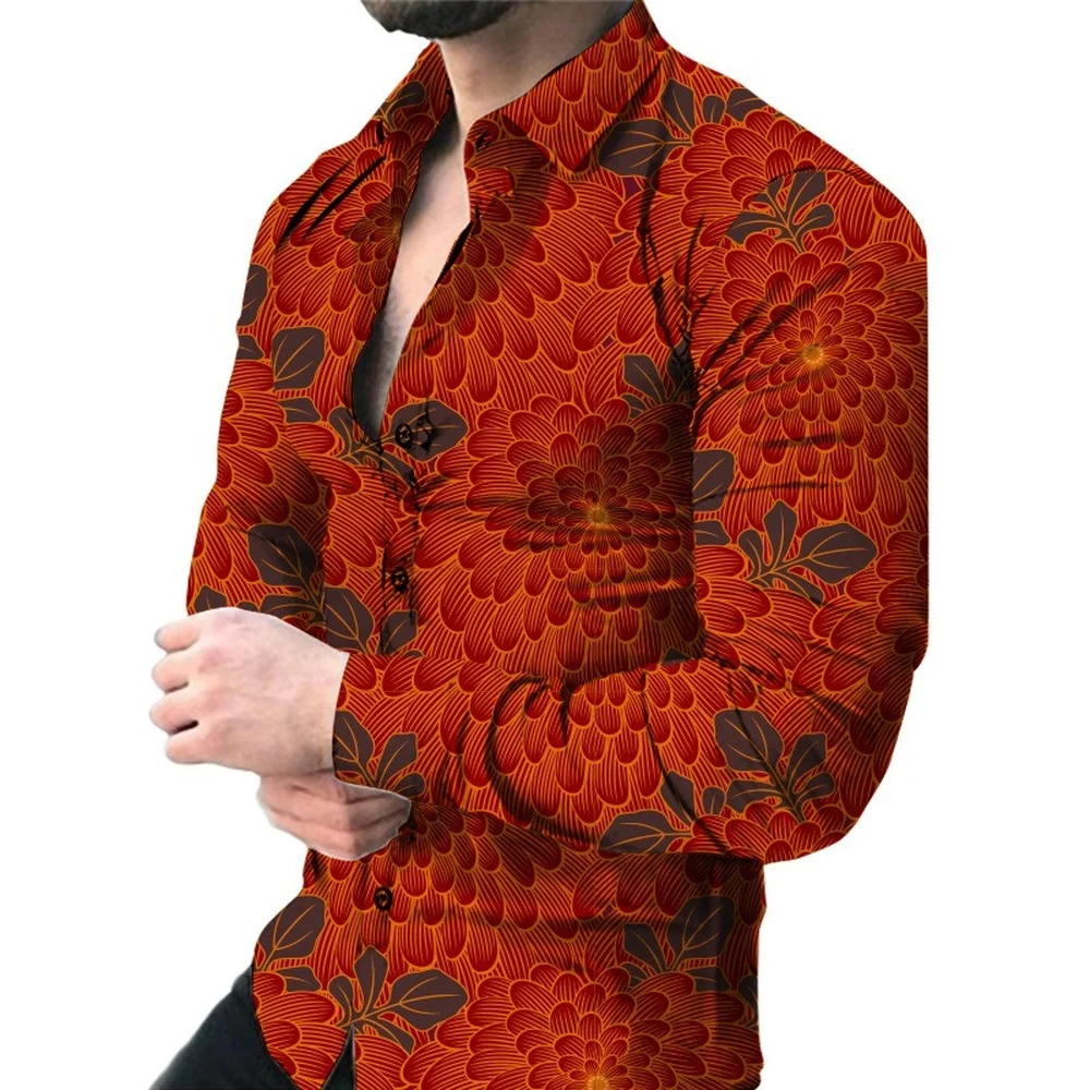 Men's Personality 3D Printing Long Sleeve Shirts Large Size Fashion Casual Shirts