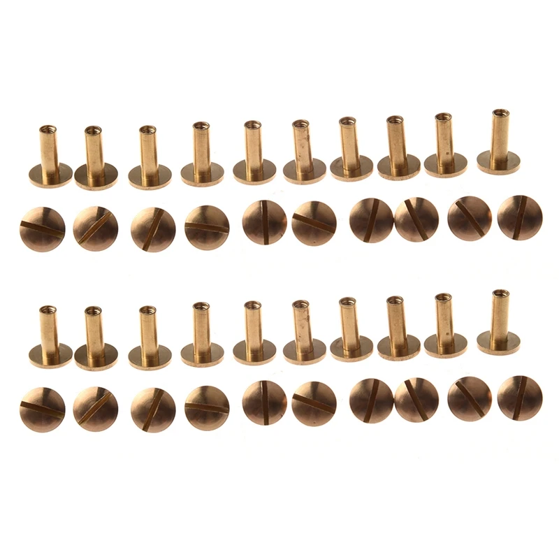 20X Arc Solid Brass Button Stud Screw Nail Screw Back Leather Rivet Belt 12Mm