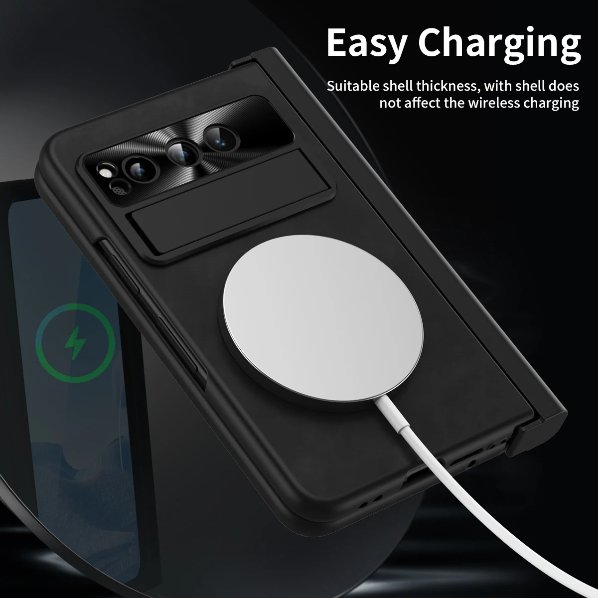 Magnetic Hinge Case For Google Pixel Fold Leather Full Protector Kickstand Cover For Pixel Fold with Pen Holder