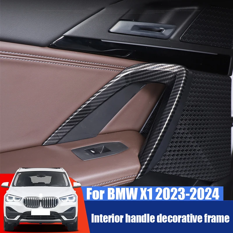 

For BMW X1 2023 2024 Inner handle decorative frame made of ABS material with carbon fiber pattern