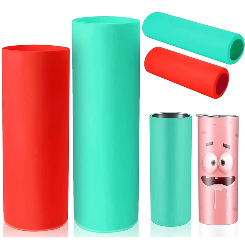 

2 Pieces Silicone Sleeve For Sublimation Tumblers Bands For 20 Oz&30 Oz Skinny Blank Tumbler Instead Wraps Shrink Paper