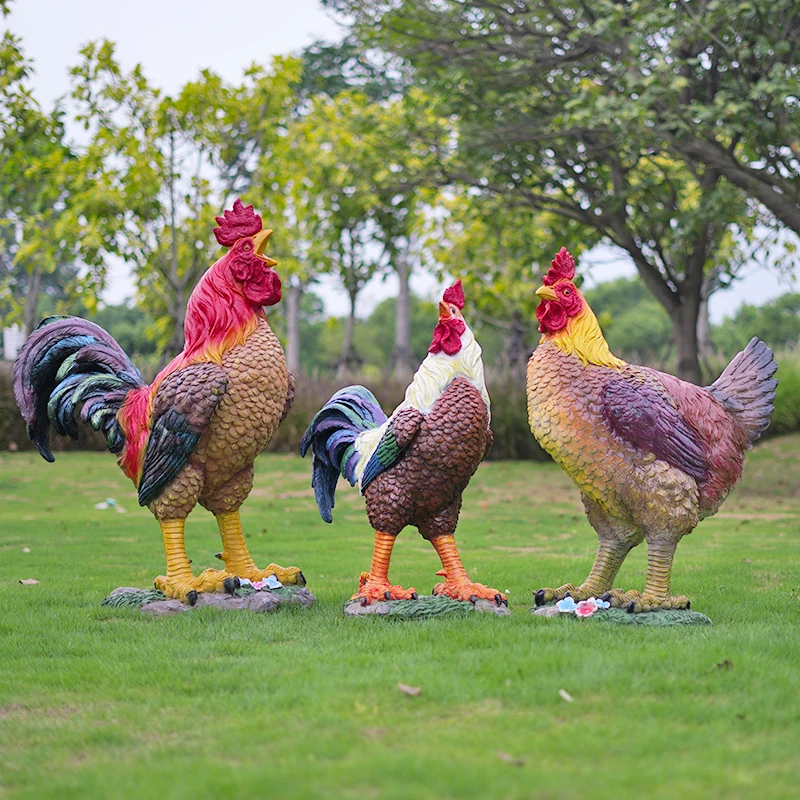 

Animal Simulation Rooster Hen Decoration Garden Small Yard Garden Rural Garden Decoration Outdoor Garden