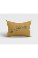rectangle leaf patterned mustard color double sided printed suede cushion cover 30 cm x 50 cm 2021 home decoration
