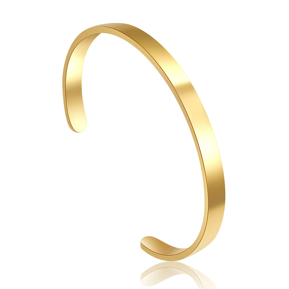 

Punk Open Cuff Bracelets Bangles For Men Women Stainless Steel Gold Color Width 6mm Bangle Bracelet Pulseras Luxury Jewelry