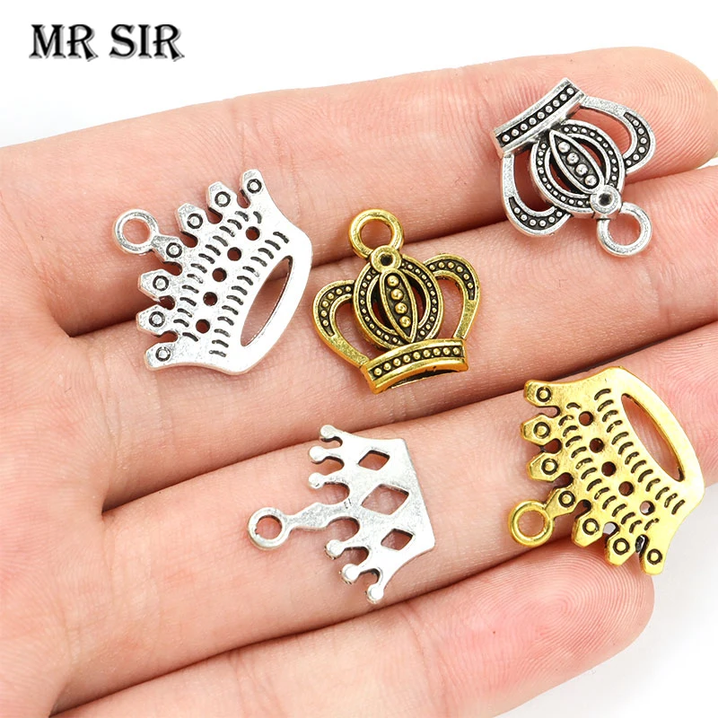 

15/20/40pcs Antique Silver/Gold Color Crown Charms for Jewelry Making Alloy Pendant DIY Necklaces Earring Craft Accessories Gift