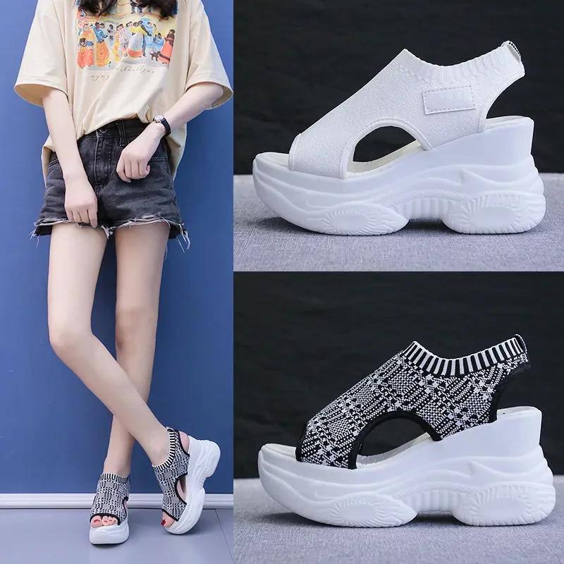 

Slope Heel Sandal for Women's Roman Sandals Slip-on Loafers Summer Clogs Wedge Female Shoe Fashion Casual Thick Bottom 2022