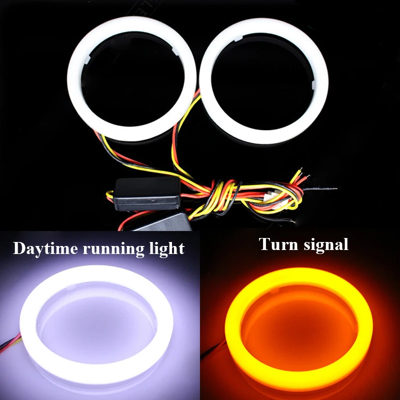 

2PCS Halo Rings Car Led Angel Eyes Cotton White and Yellow 70mm 80mm 90mm 100mm 110mm 120mm Auto DRL Eyes with Turning Signal