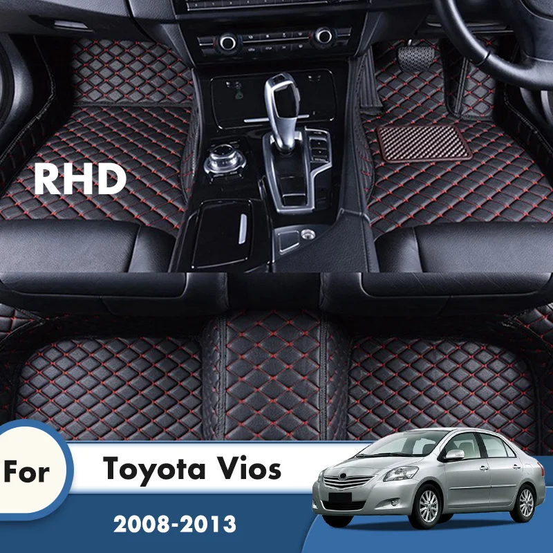 

RHD Car Floor Mats For Toyota Vios 2013 2012 2011 2010 2009 2008 Leather Styling Custom Car Accessories Decoration Foot Pads Rug