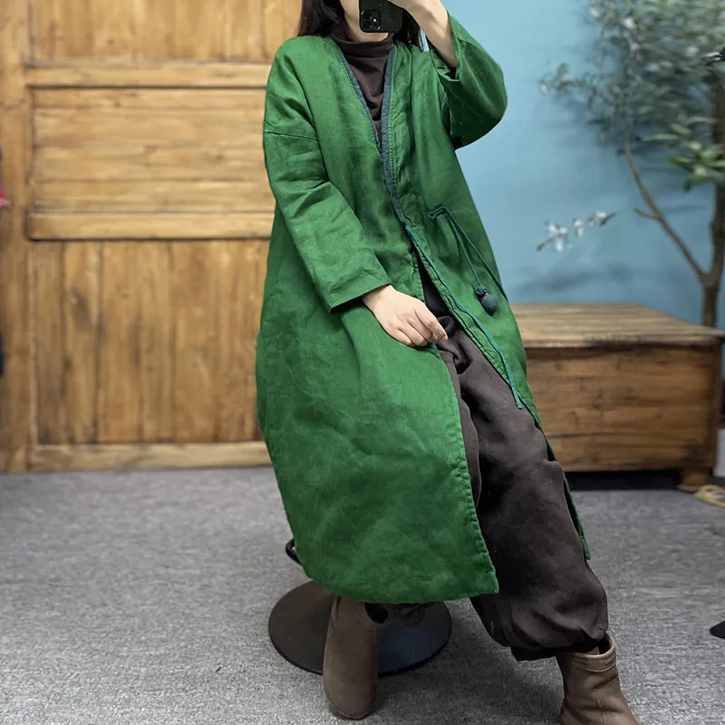 Зимний высококачественный льняной однотонный традиционный классический