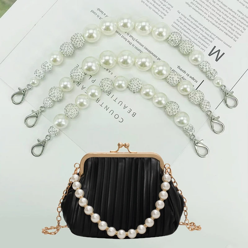 

Imitation Pearl Chain Mixed Bead Chain Exquisite Bag Chains Mobile Phone Lanyard With Crystal Beads Handbag Accessories 2022 New