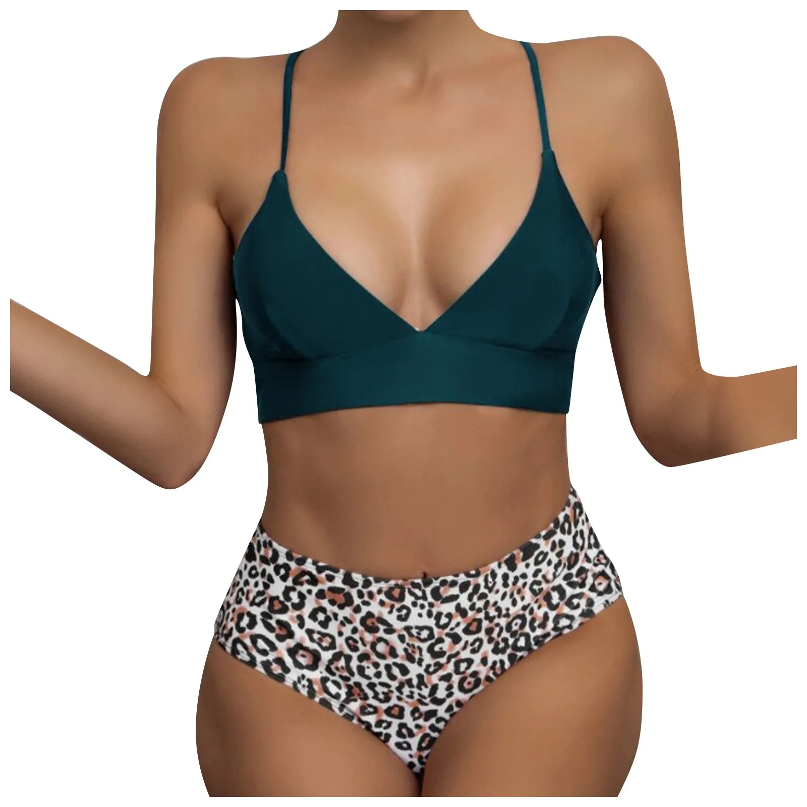 Летние однотонные большие купальники Пляжное бикини с эффектом пуш-ап женский