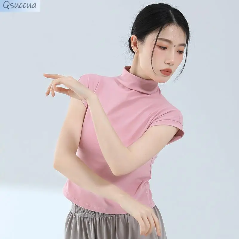 

Modern Dance Practice High-Neck Short-Sleeved Women's Blouse Classical Dance Self-Cultivation Body Training Suit