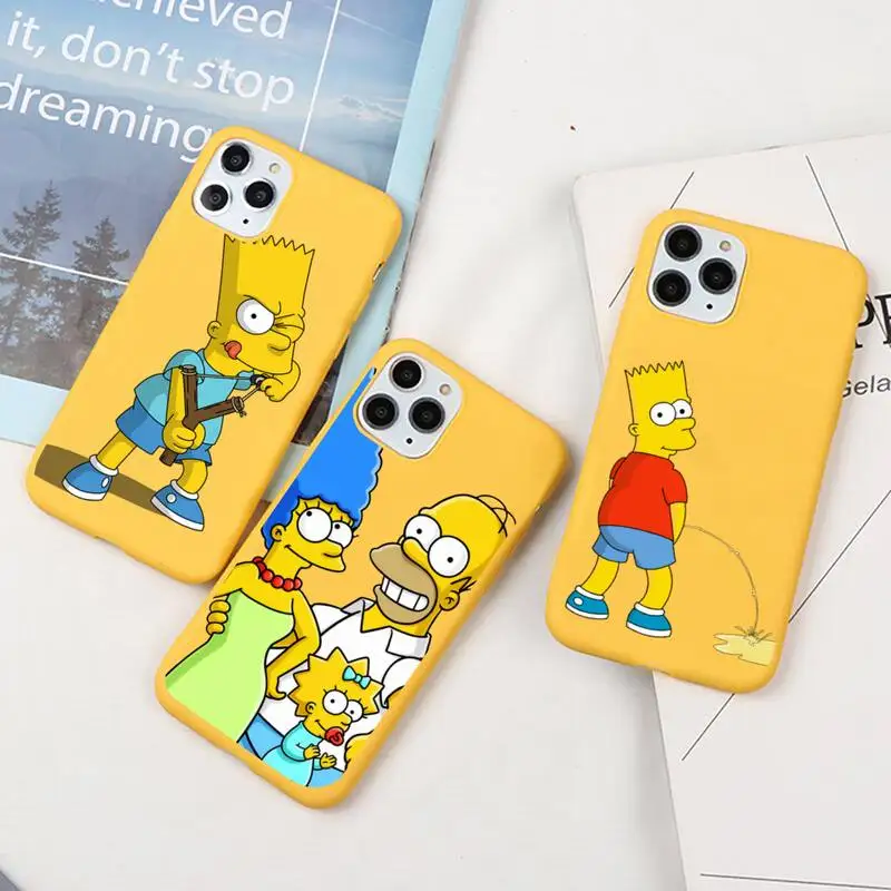

Homer Simpson Bart Simpson Phone Case For iphone 13 12 11 Pro Max Mini XS 8 7 6 6S Plus X SE 2020 XR Candy yellow Silicone cover