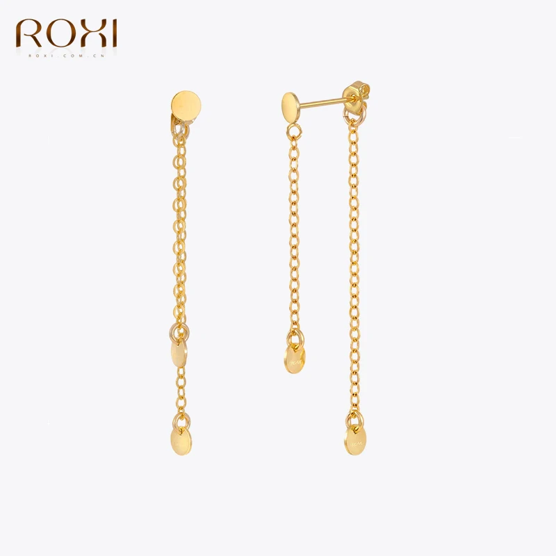 

ROXI Punk 18K Gold Color Tassel Pendant Stud Earrings For Women 925 Sterling Silver 1Pair Pearls Drop Piercing Earrings Jewelry