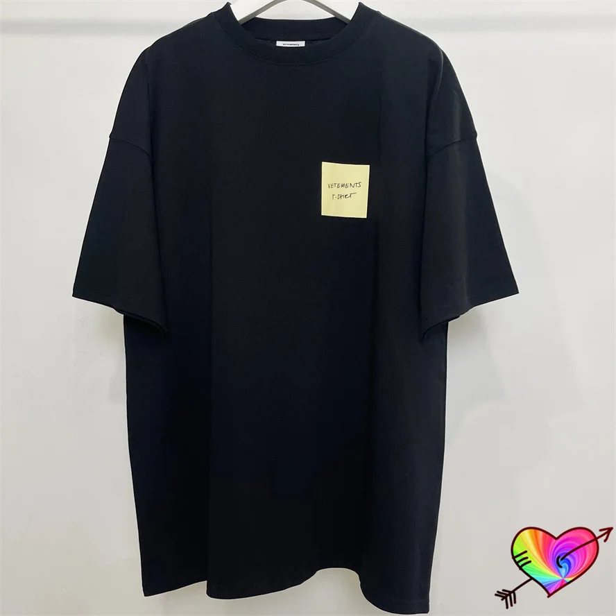 

2023ss Black Vetements Sticker Logo T-shirt Men Women 1:1 Vetements Post-it Tee Collection Oversize VTM Tops Short Sleeve