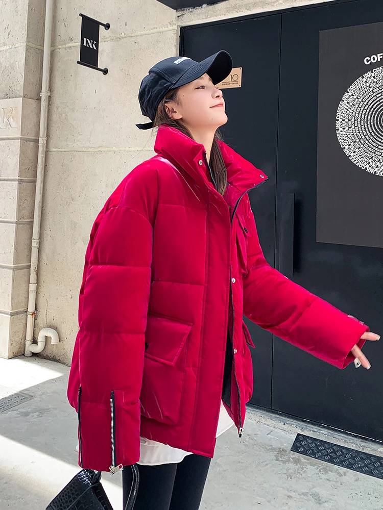 2022 New Arrival Women Winter Parka Stand Collar Warm Thicken Cotton Padded Female Coat Korean Style Oversized Jacket