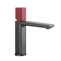 basin faucets hot cold chrome brass square style bathroom sink mixer tap head control switch deck mounted gun grey red black