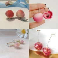 fun and lovely peach cherry 925 silver needle earrings south korea creative simulation fruit fashion temperament earrings women