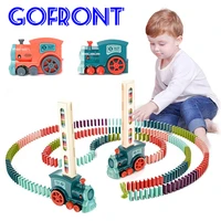 kids electric domino train car set sound light automatic laying dominoes brick blocks game educational diy toy gift