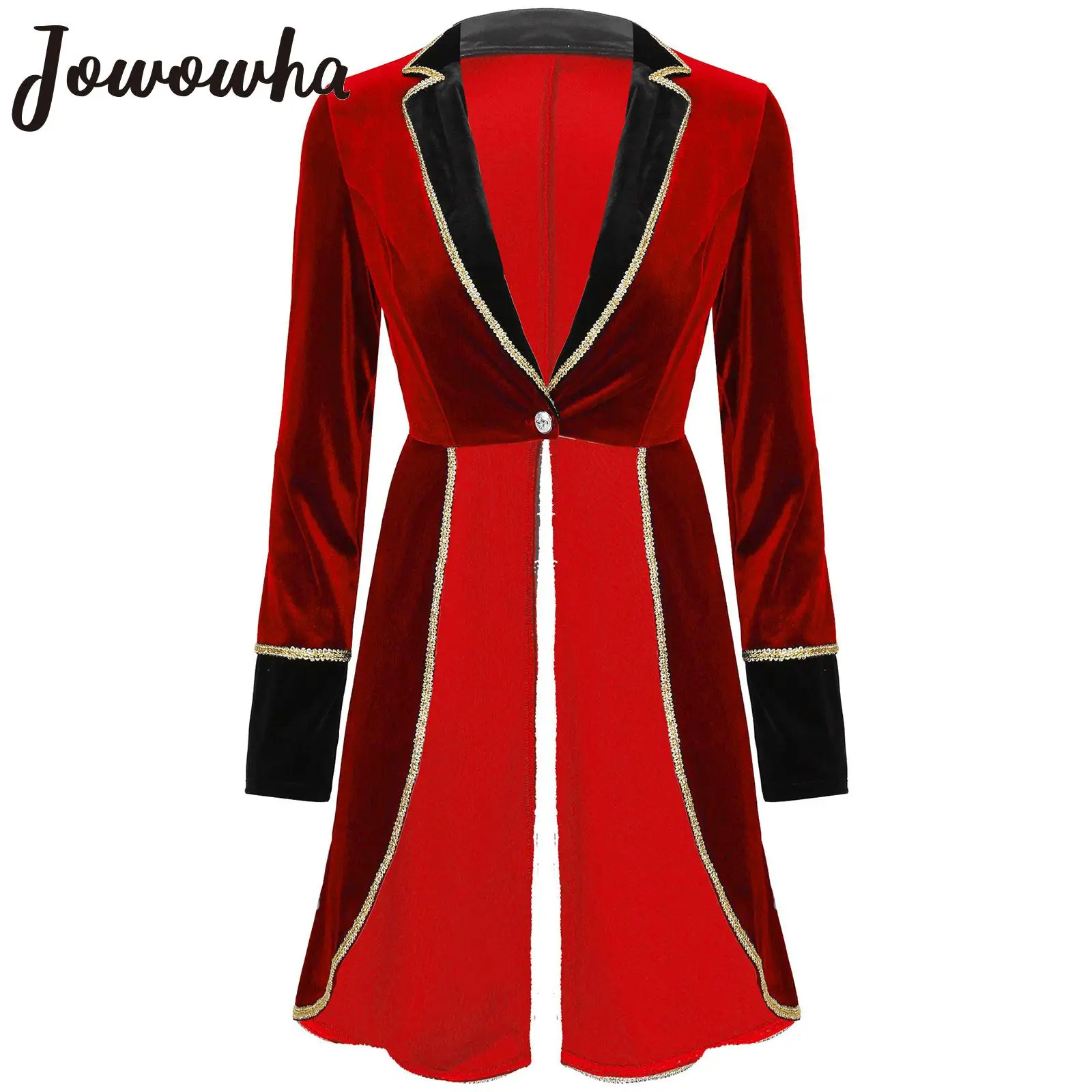 Women Adult Velvet Victorian Steampunk Tailcoat Ringmaster Circus Show Blazer Jacket Halloween Carnival Cosplay Party Wear
