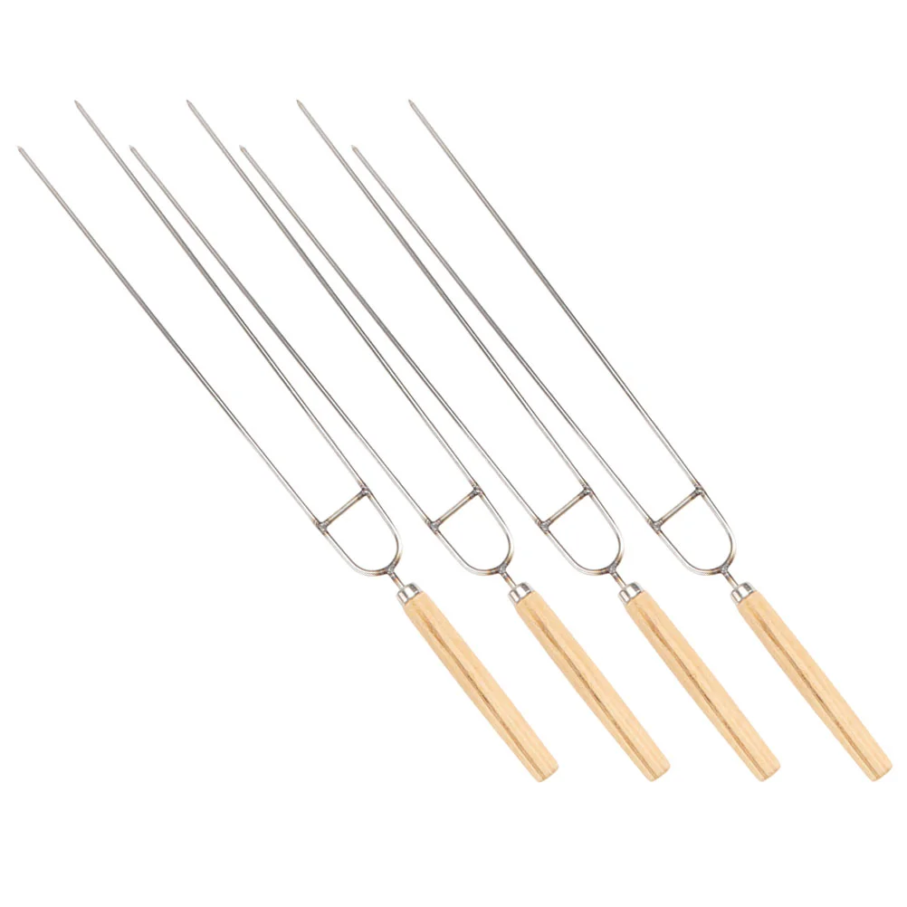 

4 Pcs Barbecue Sign Barbeque Grill Shish Kebob Skewer Double Fork Smores Skewers Stainless Steel Metal Skewers Barbecue Needles