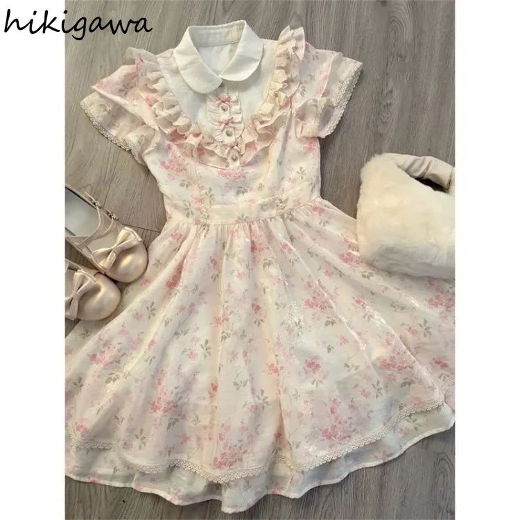 Женское лоскутное платье с цветочным принтом платье-трапеция коротким рукавом и