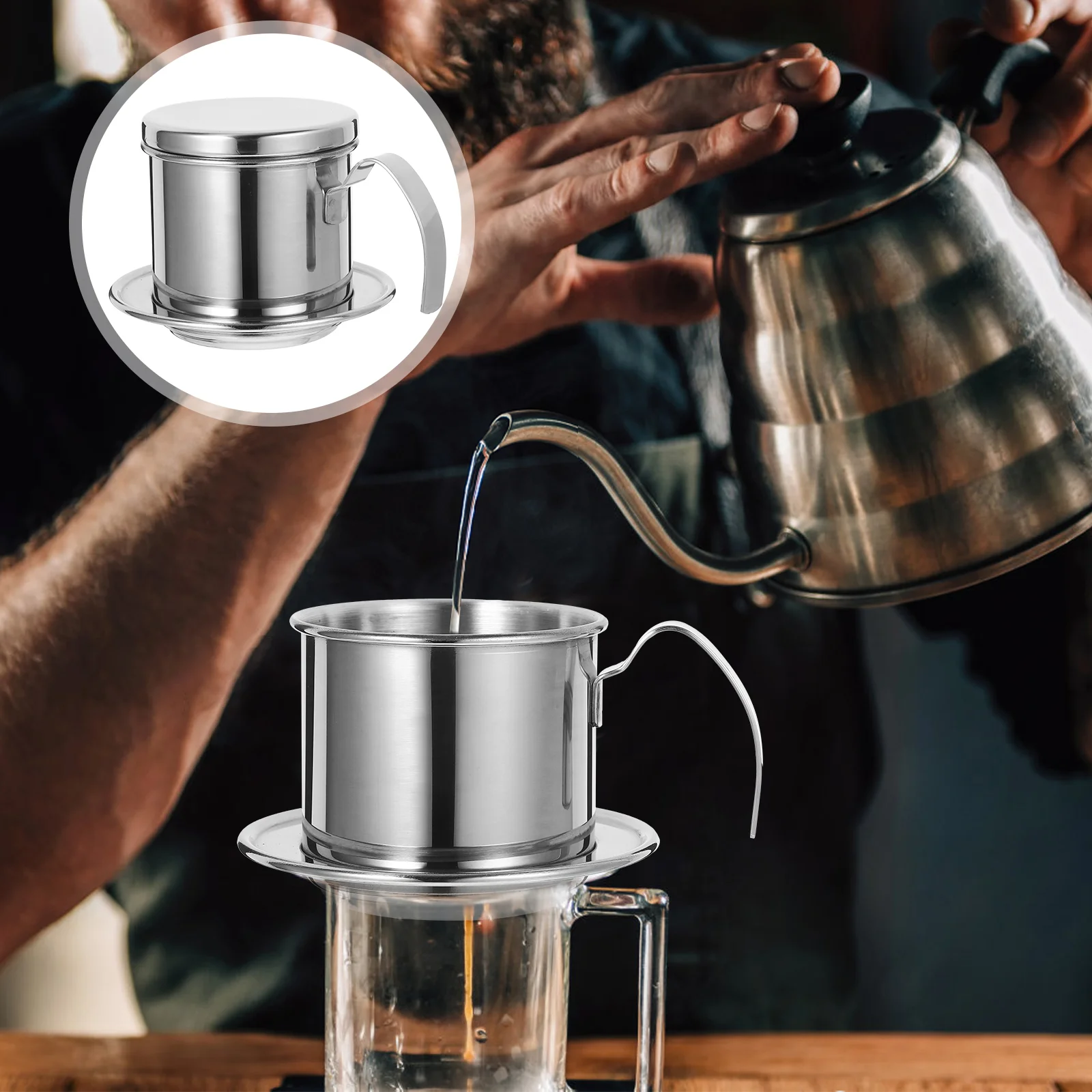 

Pour Over Metal Coffee Dripper Stainless Steel Dripping Coffee Filter Coffee Lover Gift