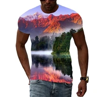 mens 2022 summer hot selling short sleeved landscape t shirt 3d printing super street clothing
