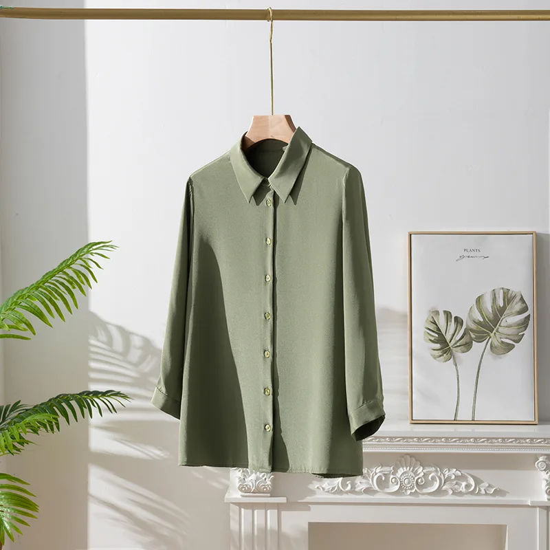 Birdsky 1 шт. женская рубашка на пуговицах офисная с рукавом 3/4 тяжелый 23 мм 93%