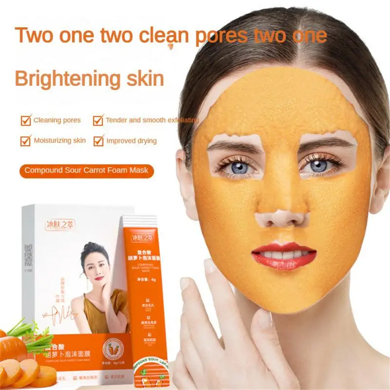

12pcs NEW Mask Ice Skin Extract Compound Acid Carrot Foam Mask Deep Cleansing Mud Mask To Remove Blackheads And Shrink Pores