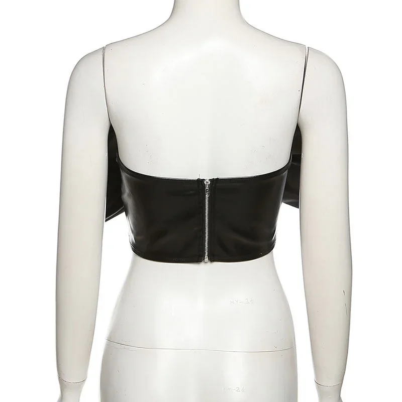 Biw Топ на бретелях с бантом Женский короткий открытый топ без рукавов из