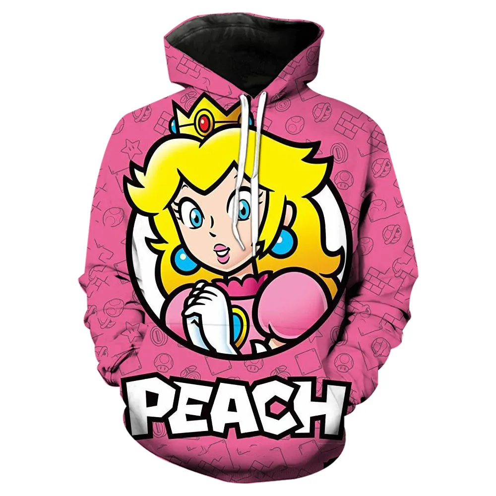 

Новинка 3D толстовки Super Mario 3D персиковая Принцесса Детская Толстовка С Карманами топ для девочек с принтом для мальчиков детское платье пуловер Толстовка