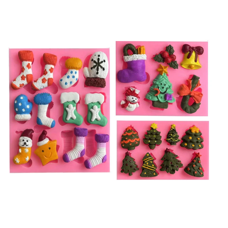 

Christmas Tree Shape Silicone Mould Christmas Stocking Saint Chocolate Baking Mould Cake Decoration Tools Kitchen Accessories