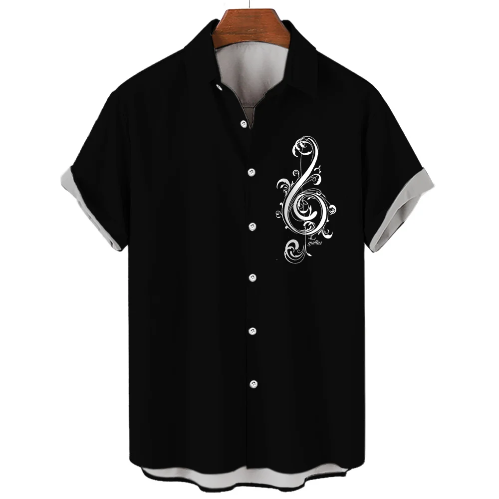 

Мужская рубашка с короткими рукавами, Повседневная Свободная дышащая гавайская рубашка в стиле ретро, с 3D музыкальным принтом, лето 2023